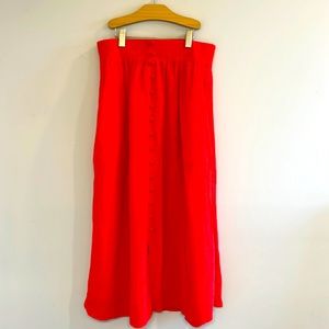 Madewell Smocked-Waist Button-Front Midi Skirt size (XS)